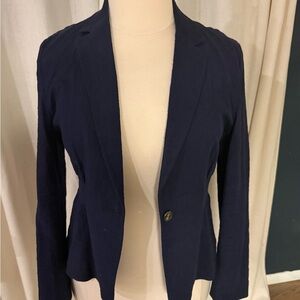 Diane Von Furstenberg Navy Single-Button Blazer